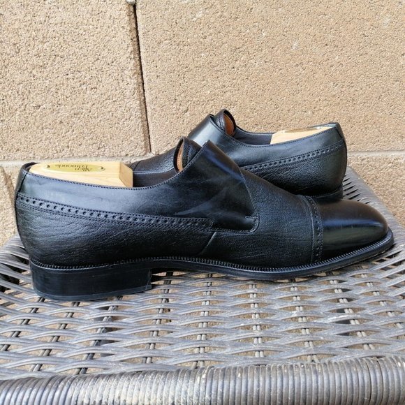 Lopez Taibo Men's Shoes Black Monk Strap Loafers Hand Made US‎ 9.5 - Picture 4 of 12